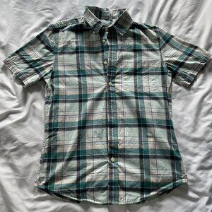 Goodfellow & Co Plaid Short Sleeve Button-Down Shirt Collared Blue/Green Mens S